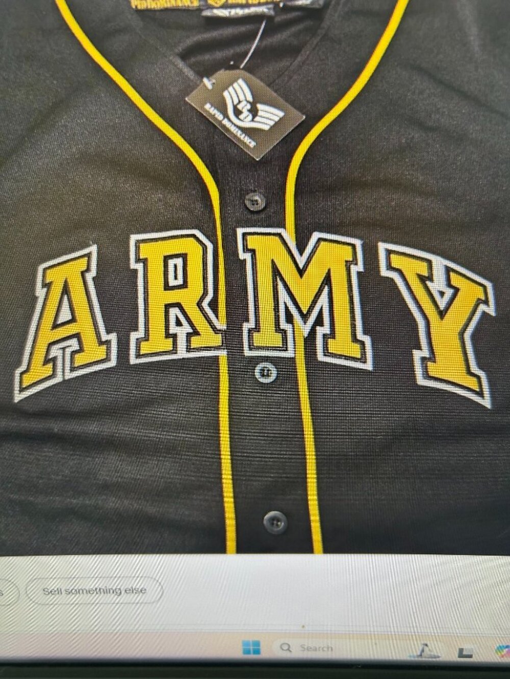 Rapid Dominance Men's Army Embroidered Black Baseball Jersey Size XL
